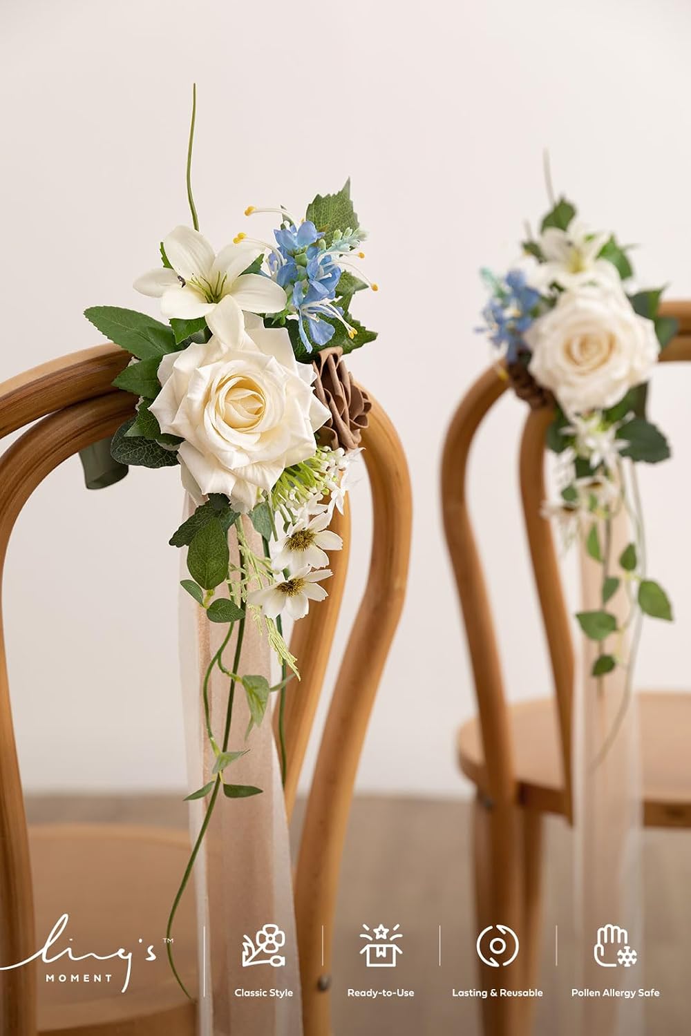 Ling's moment 8pcs Wedding Artificial Aisle Pew Flowers,Tawny Beige Brown
