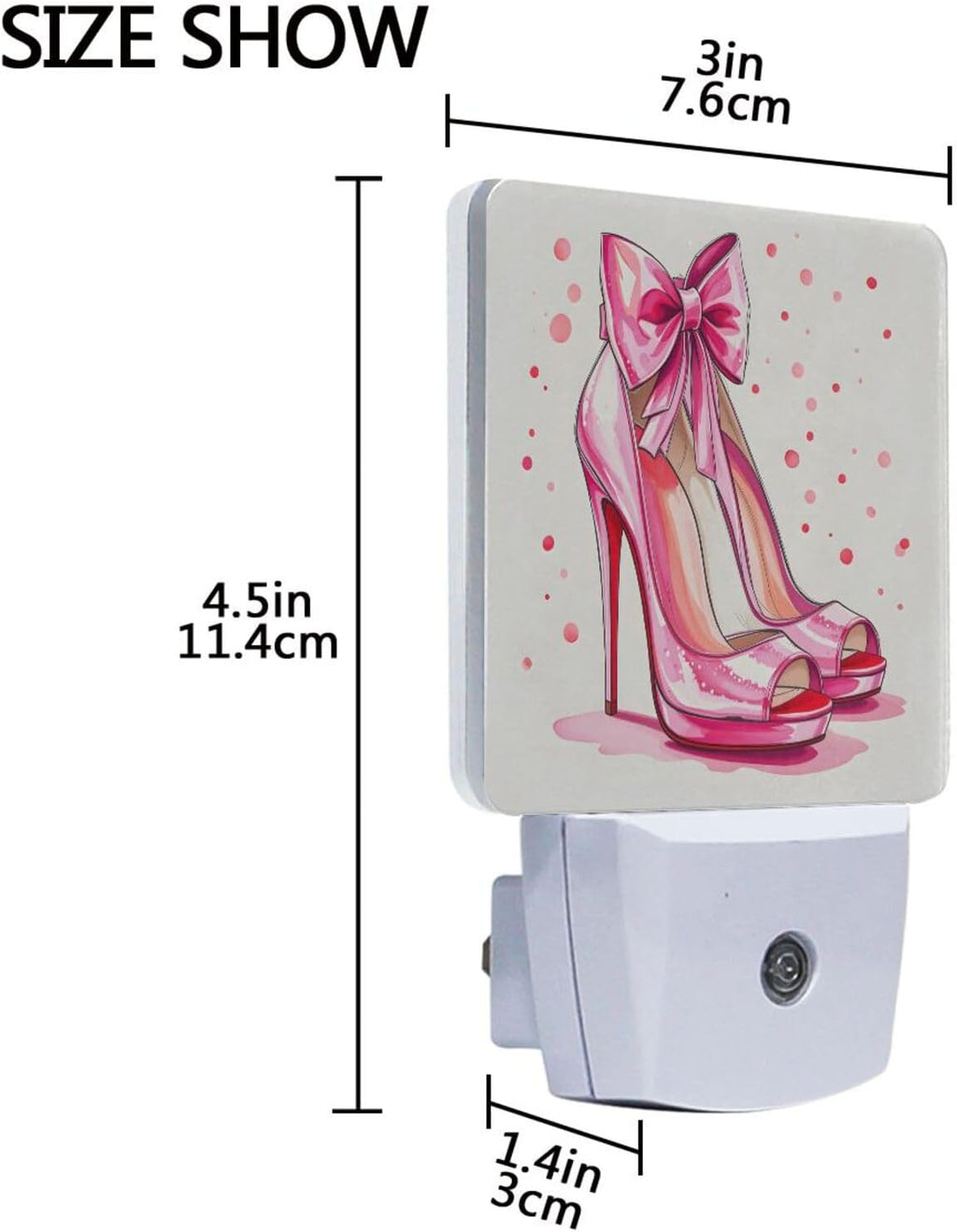 ALAZA High Heels Shoes Bow 2 Pack LED Night Light Dusk to Dawn Sensor Plug in Night Home Decor Desk Lamp for Adult