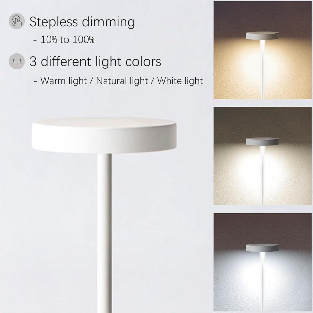 Cordless Rechargeable LED Table Lamp Set of 2, White
