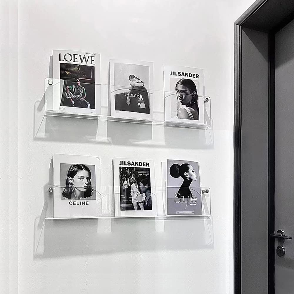 DuvinDD 2 Pack Acrylic Magazine Holder Rack Wall Mount 24 inch