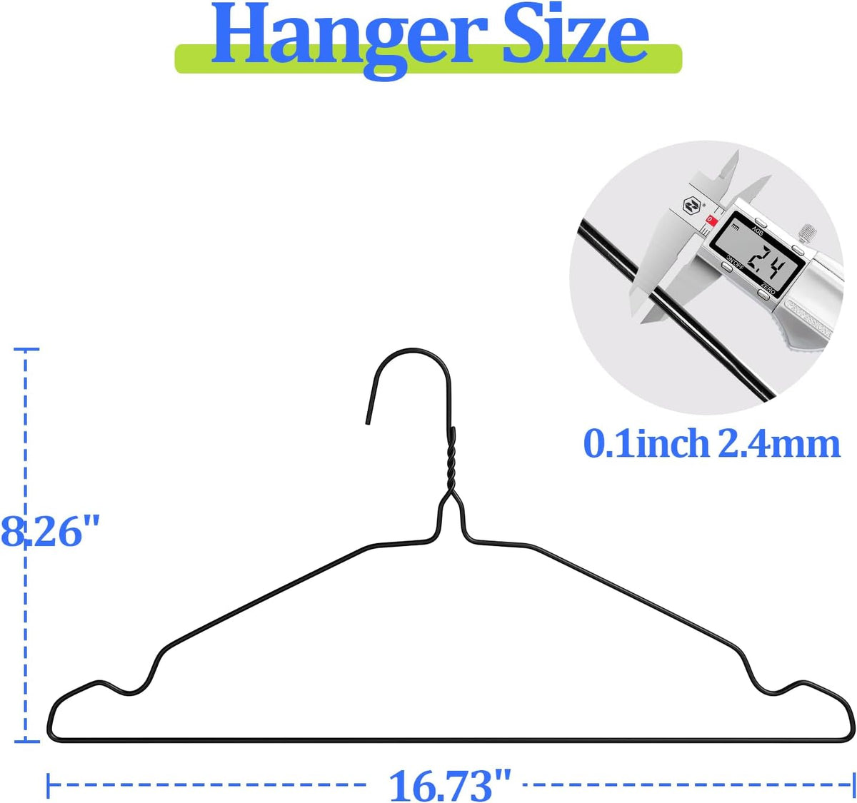 Space Saving Metal Wire Clothes Hangers, 100 Pack, 17 Inch, Black
