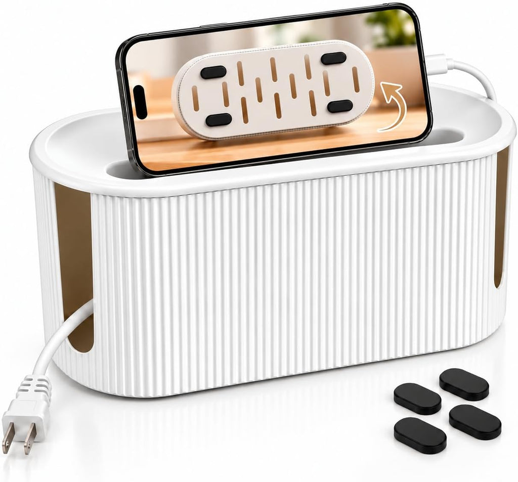 Cable Management Box, Desk Cord Organizer, Power Strip Holder, Floor Outlet Hider, Cable Organizer Box, Cord Organizer box, Electrical Cord Management, For Cover TV Wires, USB Hub Holder