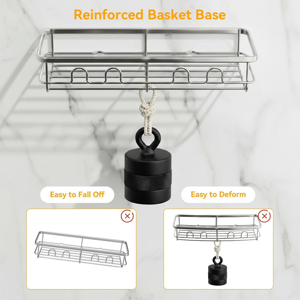 Adhesive Shower Caddy, Large Capacity Shower Racks for Inside Shower, No Drill Bathroom Shower Organizer and Storage, 2 Pack Silver Bathroom Shelves, Home Decor Rv Accessories, Apartment