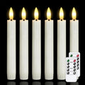 6.4 Inches Plastic LED Taper Candles with Remote and Timer,Ivory Flameless Battery Operated Flickering Candlesticks,Pack of 6 Flameless 0.78” Diameter 3D-Wick Tall Window Candles,Long-Lasting