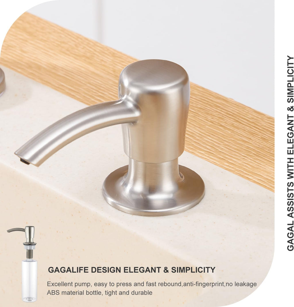 GAGALIFE Kitchen Sink Soap Dispenser with 17 OZ Large Bottle - G087BN