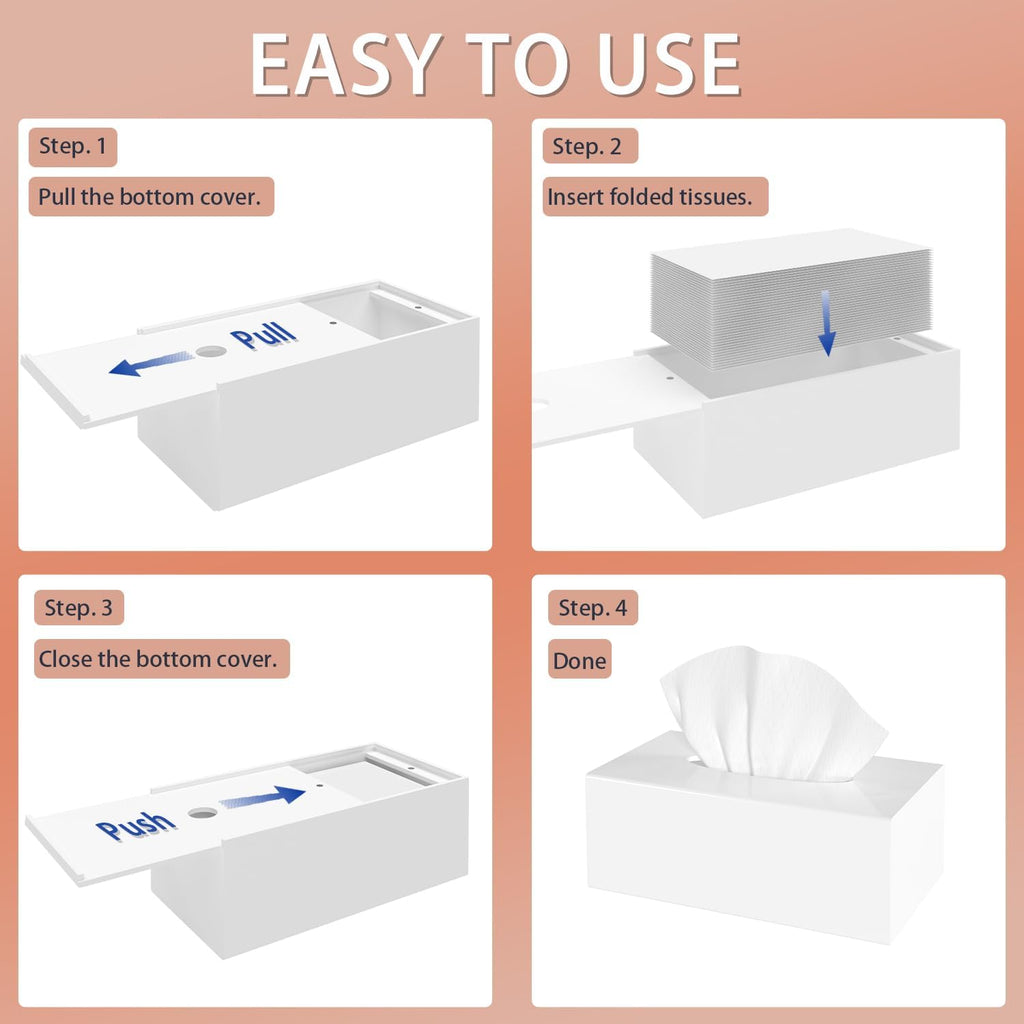 SILUT Shiny White Rectangle Acrylic Tissue Box Cover