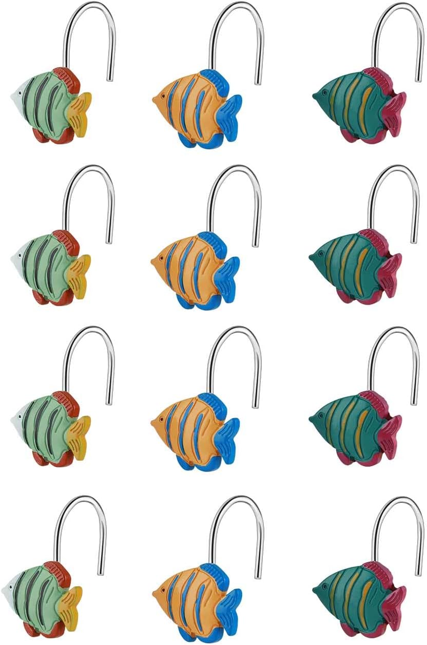 Fish Shower Curtain Hooks, Decorative Shower Curtain Hooks -12PCS