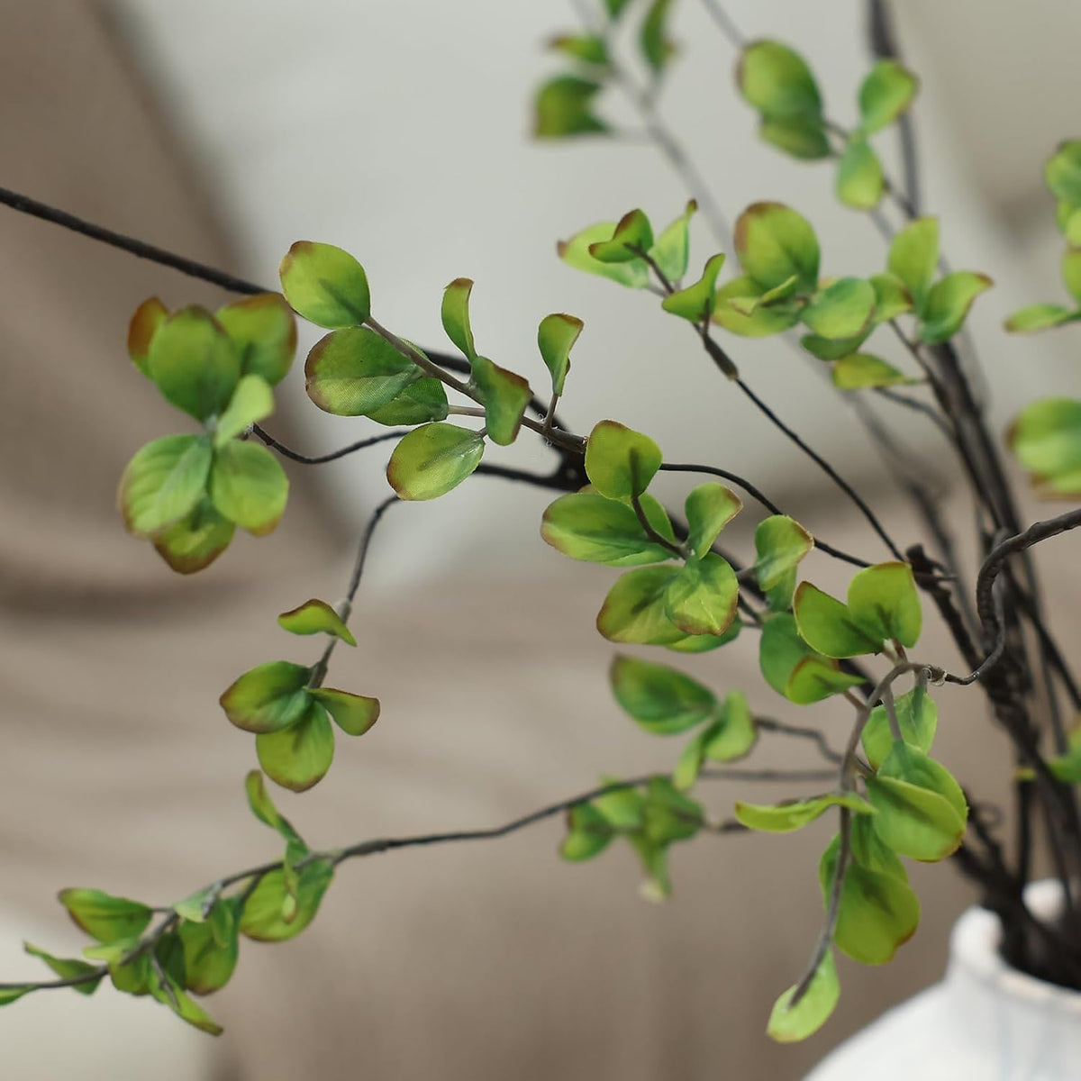 mizii 5pcs Artificial Greenery Stems 38in Realistic Faux Ficus Branches Long Stem with Green Leaves Fake Plants Eucalyptus Stems Greenery Decoration for Vase Table Room Home Indoor Decor (Green)