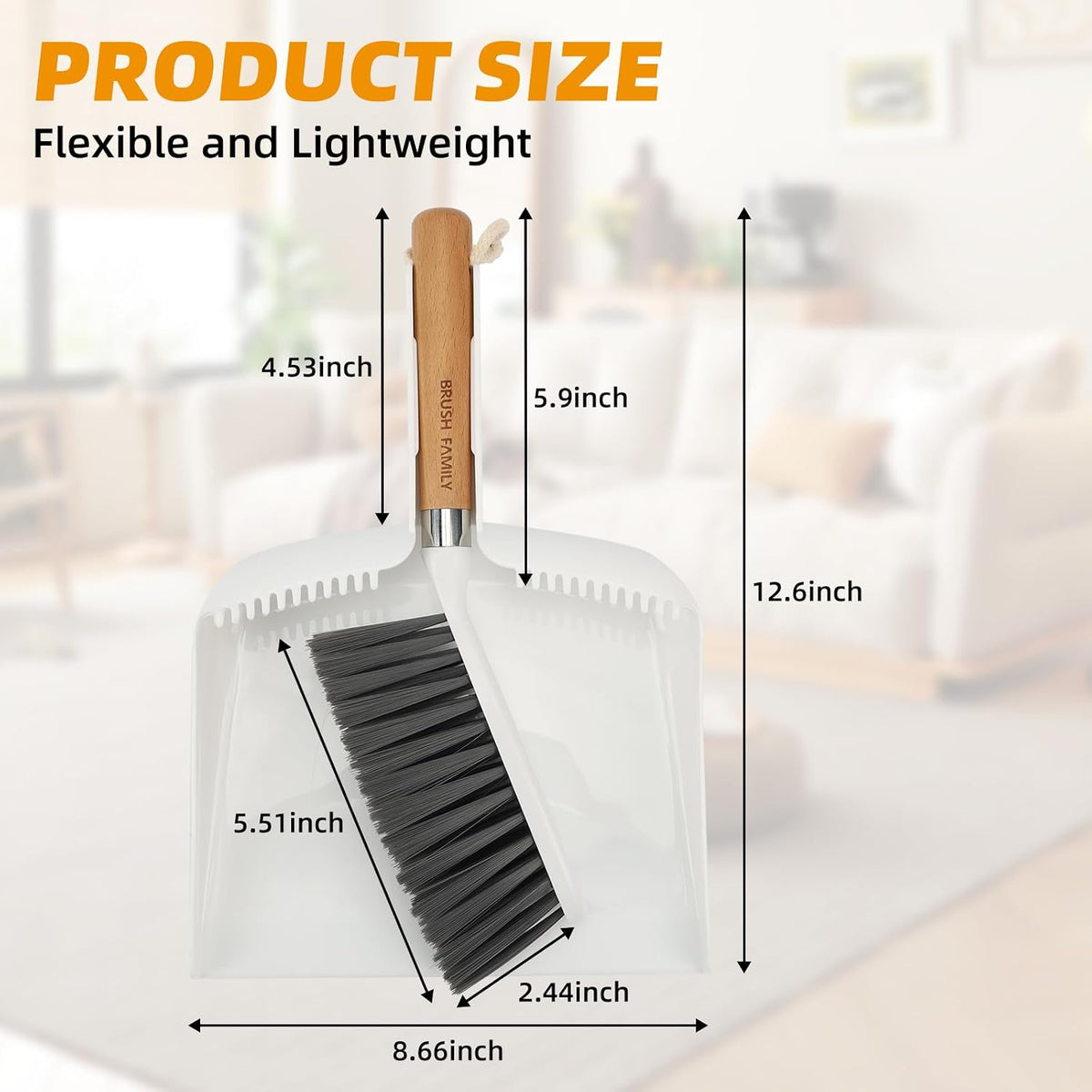 Small Broom and Dustpan Set, Multipurpose Dustpan and Brush Set