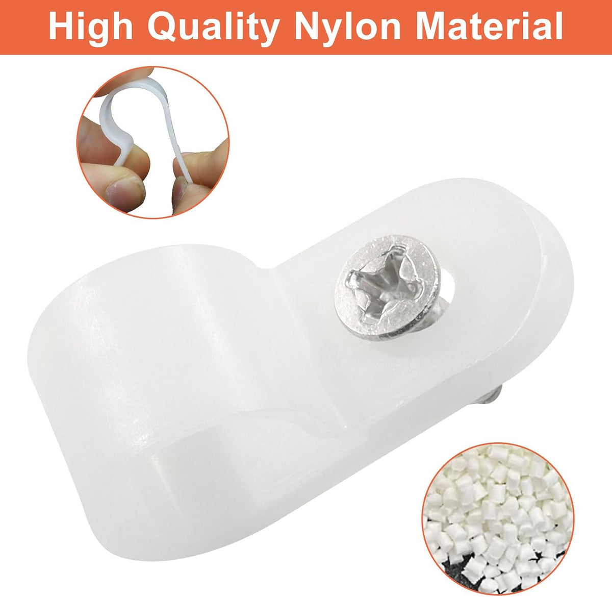 60 Pcs White R-Type Cable Clamp, 1/2 Inch