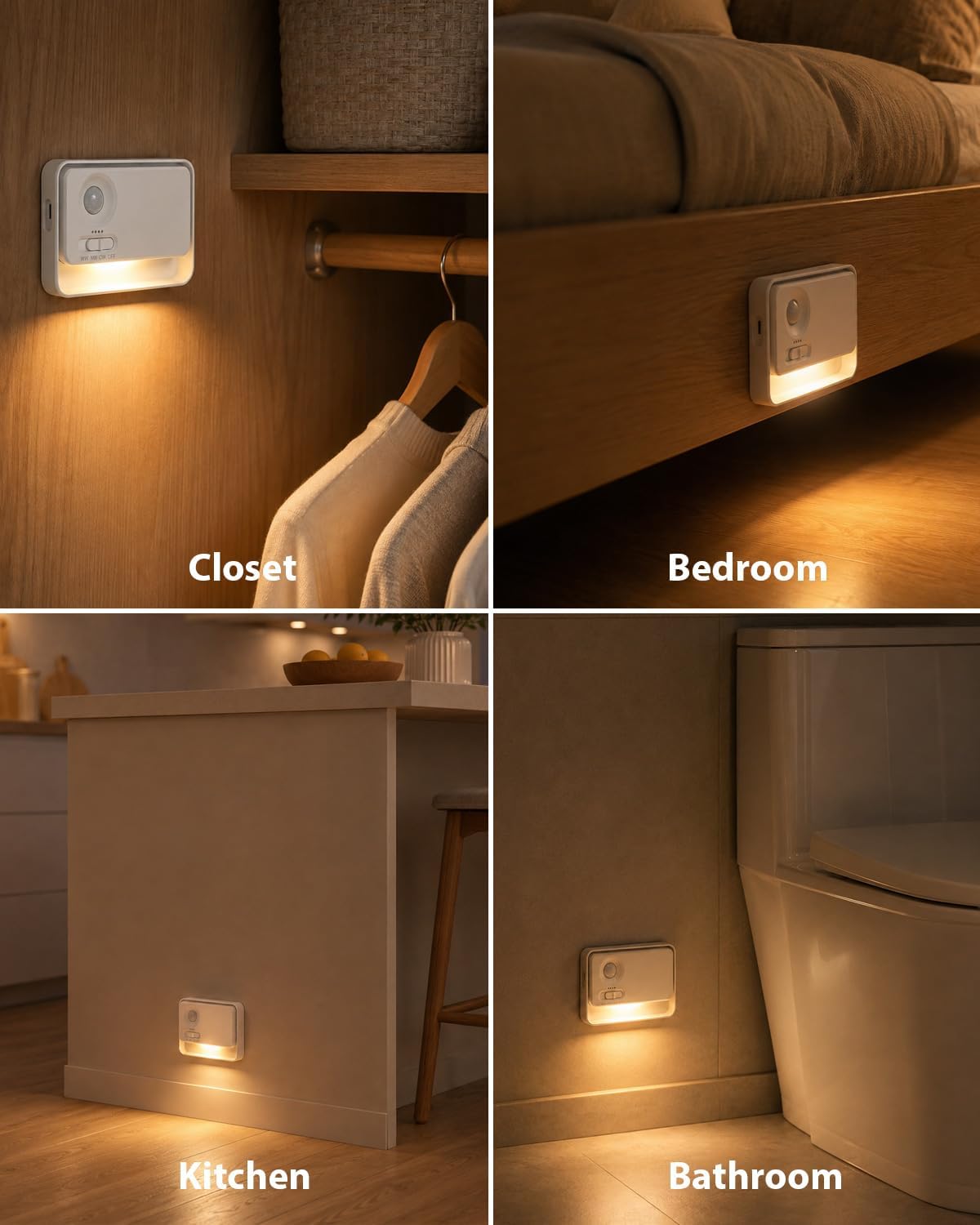 SZOKLED Sync Motion Sensor Night Light Stair Lights Indoor, 3 Pack
