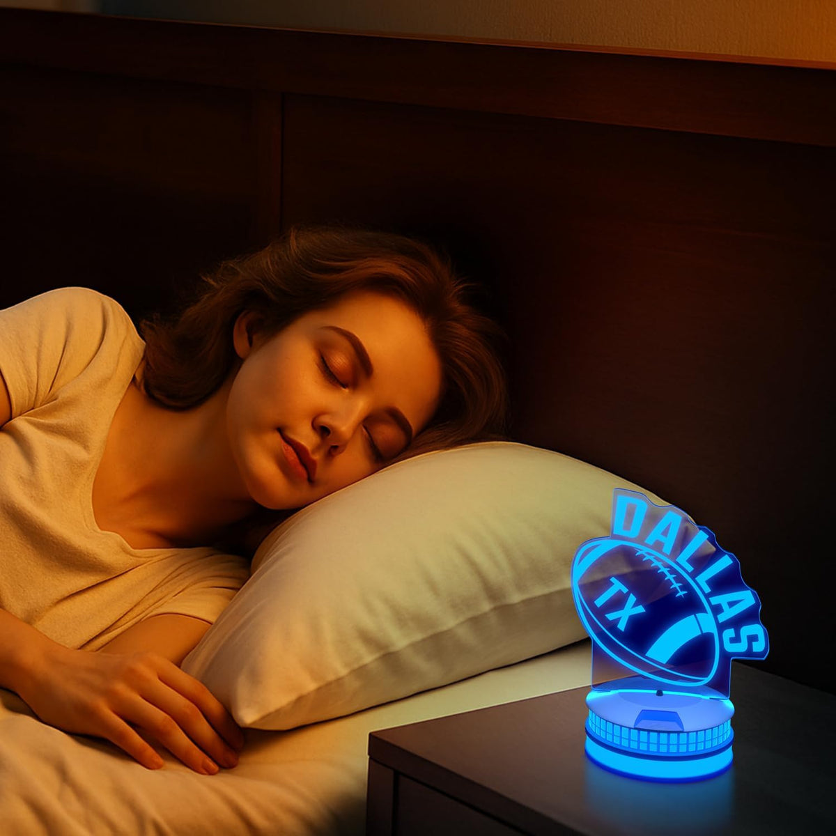 CLORURBANLIVE 3D Football Dallas Night Light 3D Illusion Lamp with Remote Control 16 Color Options Sports Decor Lighting for Fans - Multicoloured OneSize