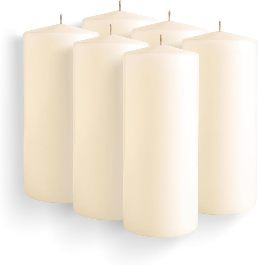 Ivory Pillar Candles, 2.75x6 Inch, Set of 6, Unscented Bulk Pack