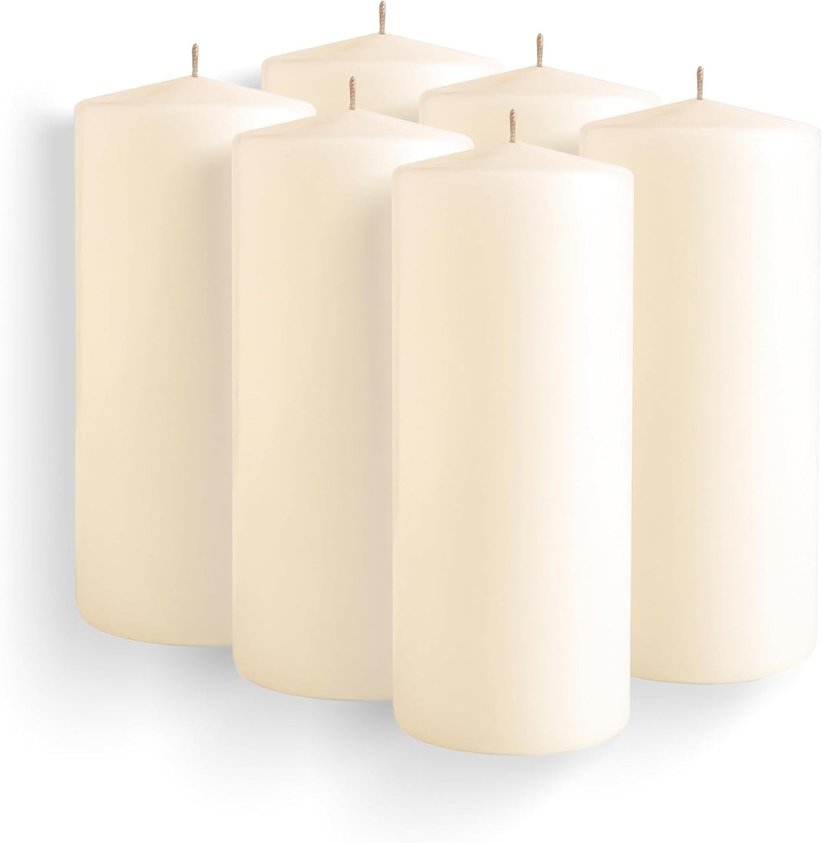 Ivory Pillar Candles, 2.75x6 Inch, Set of 6, Unscented Bulk Pack