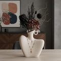 Ceramic Vase, Human Body Vase for Home Decor, Modern Minimalist Boho White Vase for Living Rooms, Bedrooms, Shelves, Dining Tables, Bathrooms, and Offices (White)
