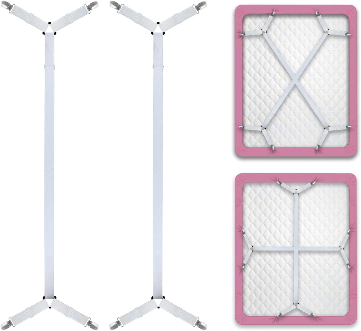 Pack of 2 Bed Sheet Straps, Fitted Sheet Holders for Corners
