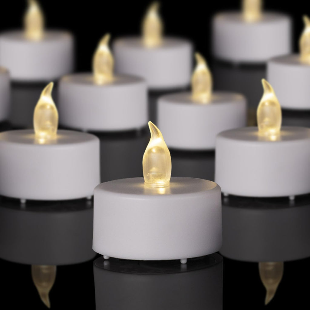PUNPUBA LED Tea Lights Battery Operated Flameless Candles 24Pack Warm White