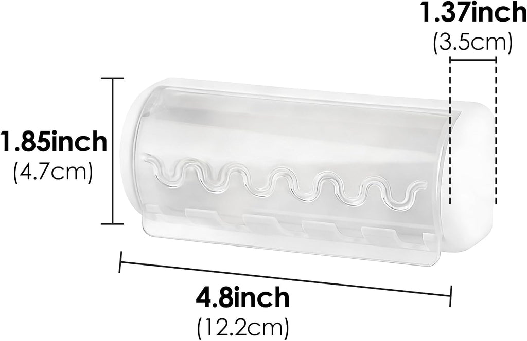 1 PCS Self Adhesive Toothbrush Holder with Cover for Bathroom, 5-Slot Wall Mounted Toothbrush Organizer Rack for Shower, Dorm, Cabinet (White)