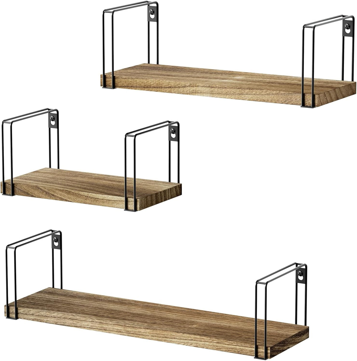SRIWATANA Floating Shelves Set of 3, 17'' Wall Shelves, Carbonized Black