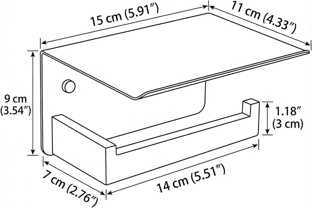 Toilet Paper Holder with Phone Shelf, Brushed Nickel