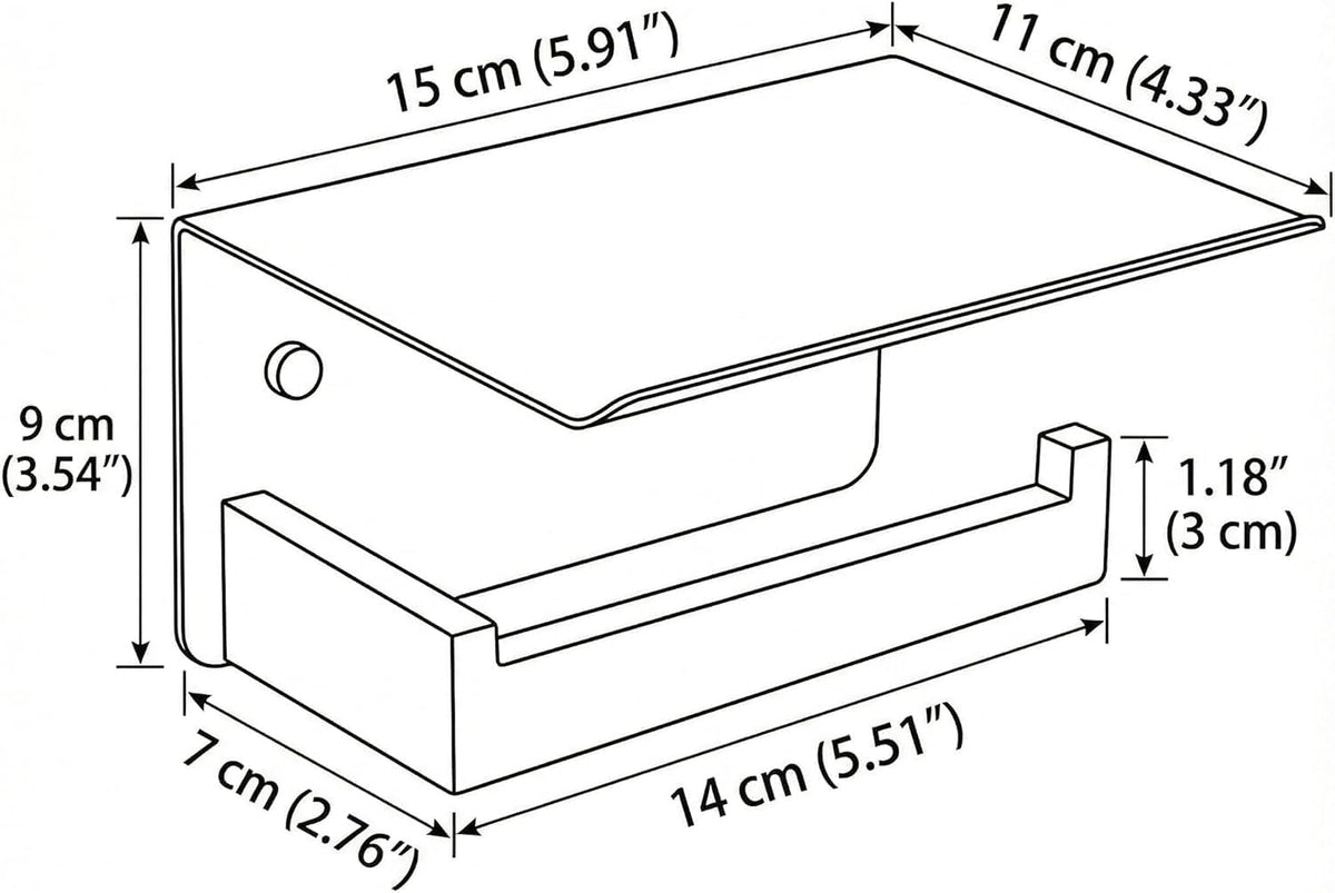 Toilet Paper Holder with Phone Shelf, Brushed Nickel