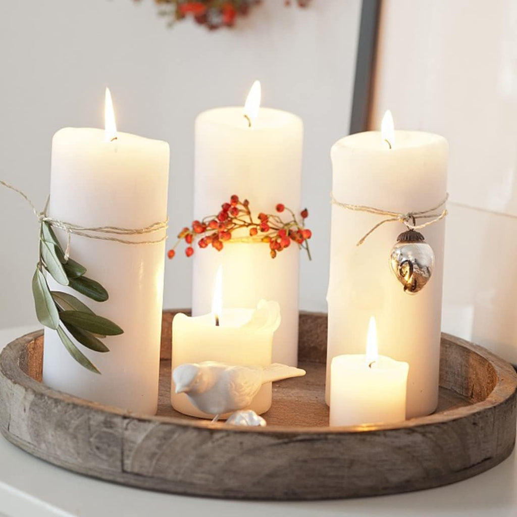 Pillar Candles Set of 2, Unscented Large White Emergency Candle, 3x8 inches Hand Poured Tall Candles Bulk, Non-Toxic Smokeless Dripless and Unscented Candles for Home Wedding Decor