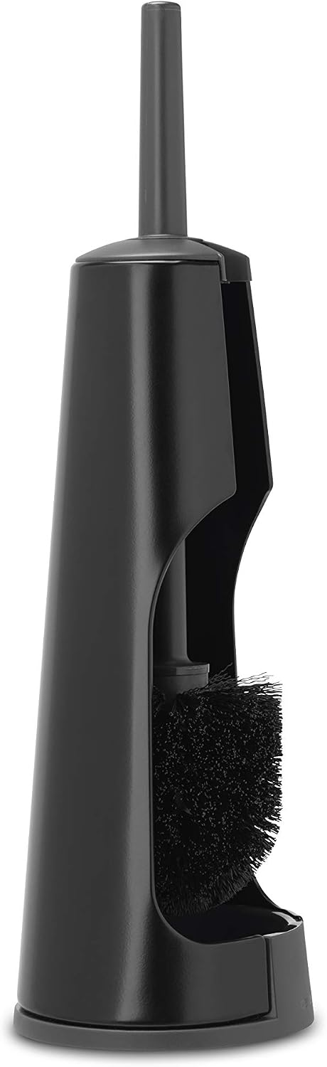 Brabantia ReNewToilet Brush & Holder Set (Matt Black) Free-Standing, Non-Slip/Scratch Base, Hygenic Discreet Toilet Bowl Cleaner