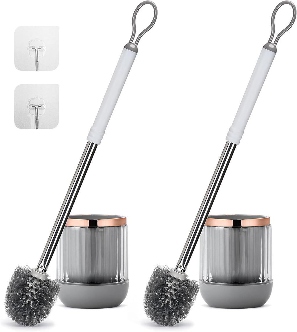 Toilet Brush and Holder Set 2 Pack for Bathroom 21.6" Long Handle