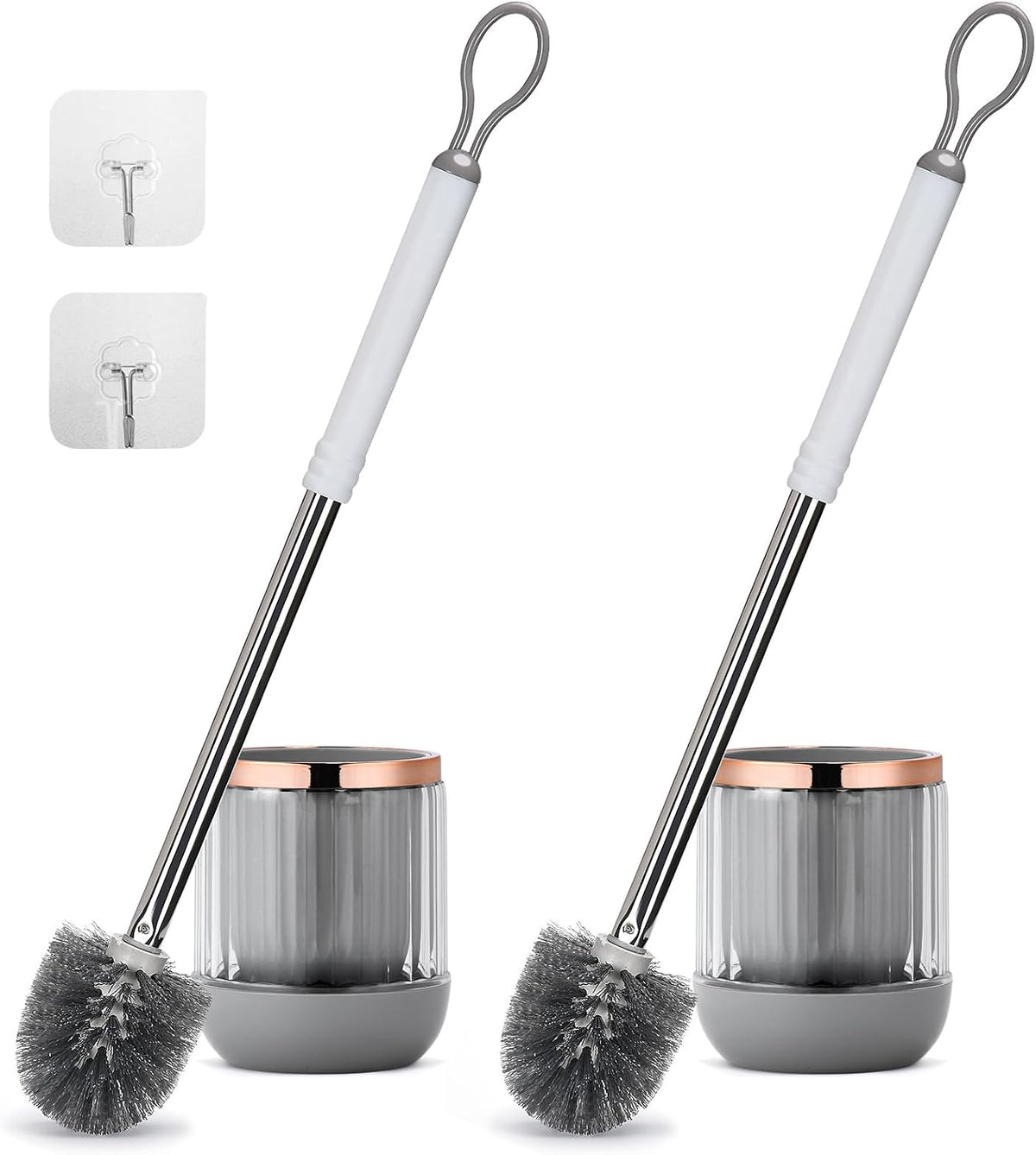 Toilet Brush and Holder Set 2 Pack for Bathroom 21.6" Long Handle