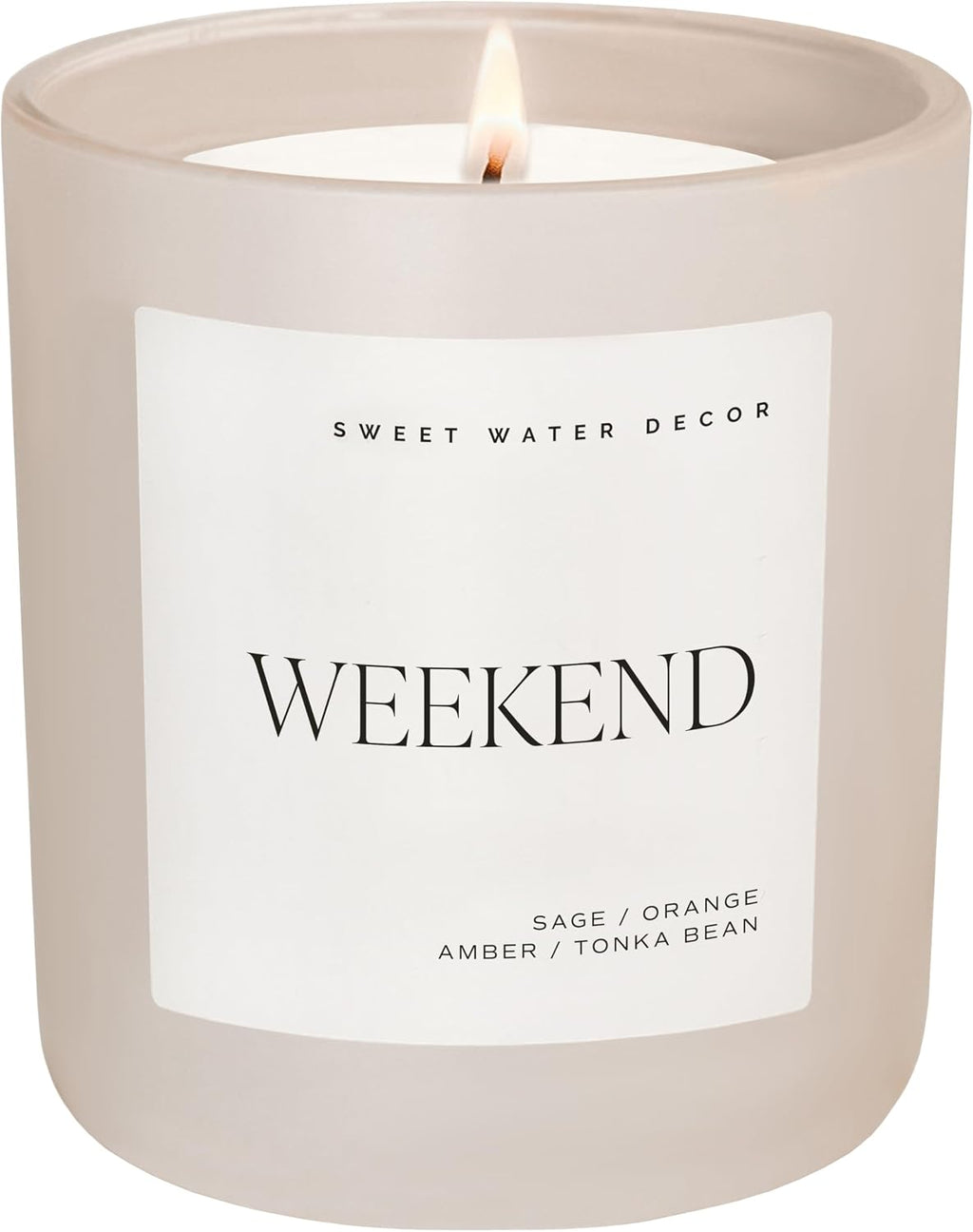 Sweet Water Decor Weekend Candle, 15oz Tan Matte Jar, 70+ Hour Burn