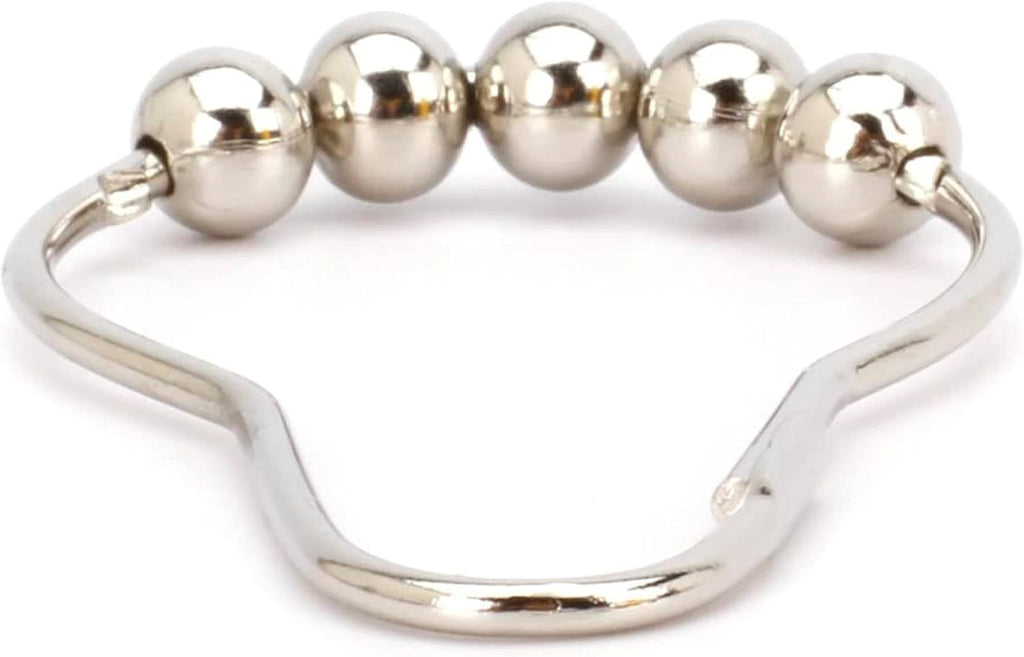 2lbDepot Shower Curtain Rings Hooks - Polished Nickel Finish - Premium 18/8 Stainless Steel - Locking Rings with Easy-Glide Rollers - Five Finishes Available - Set of 12 for Shower Rods