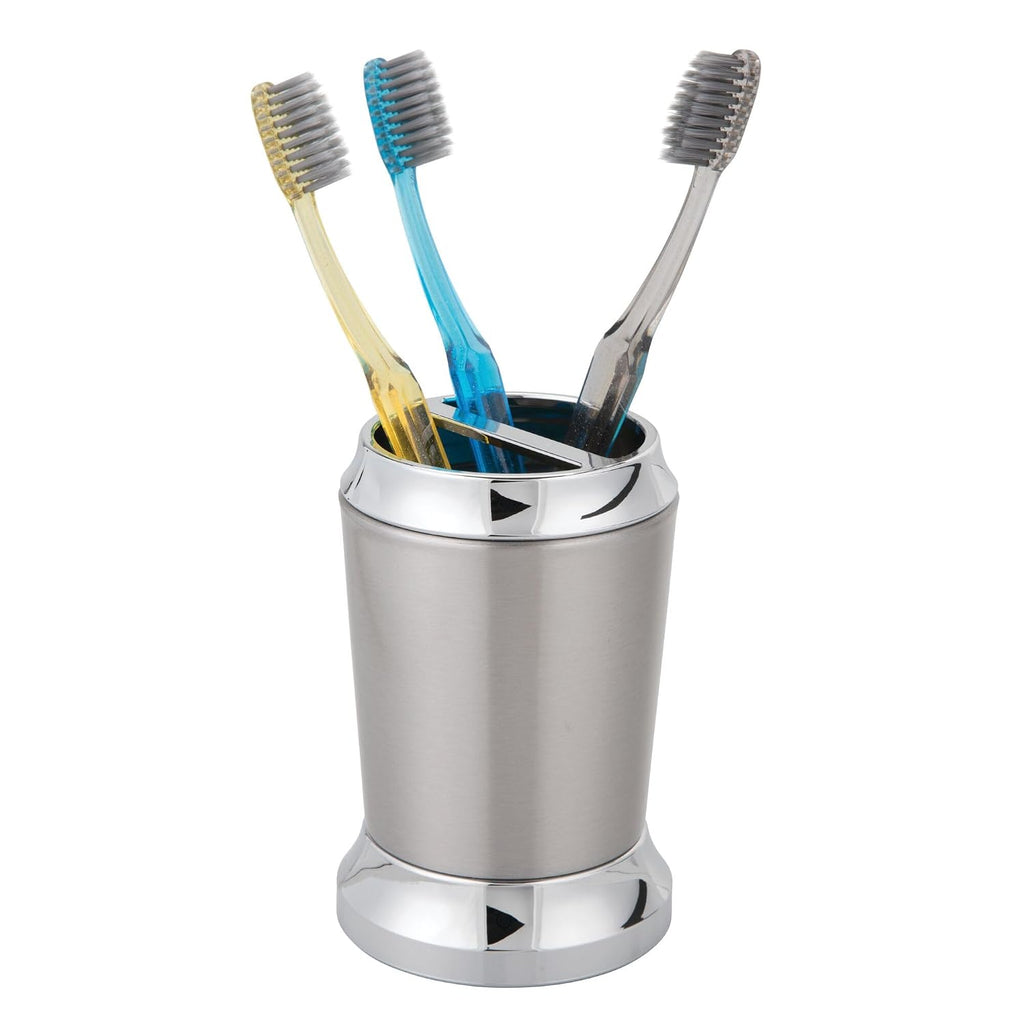 iDesign Preston Toothbrush Holder, Brushed & Chrome Split Finish