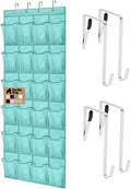 GORILLA GRIP Over the Door Shoe Organizer, 24 Large Pockets, Turquoise