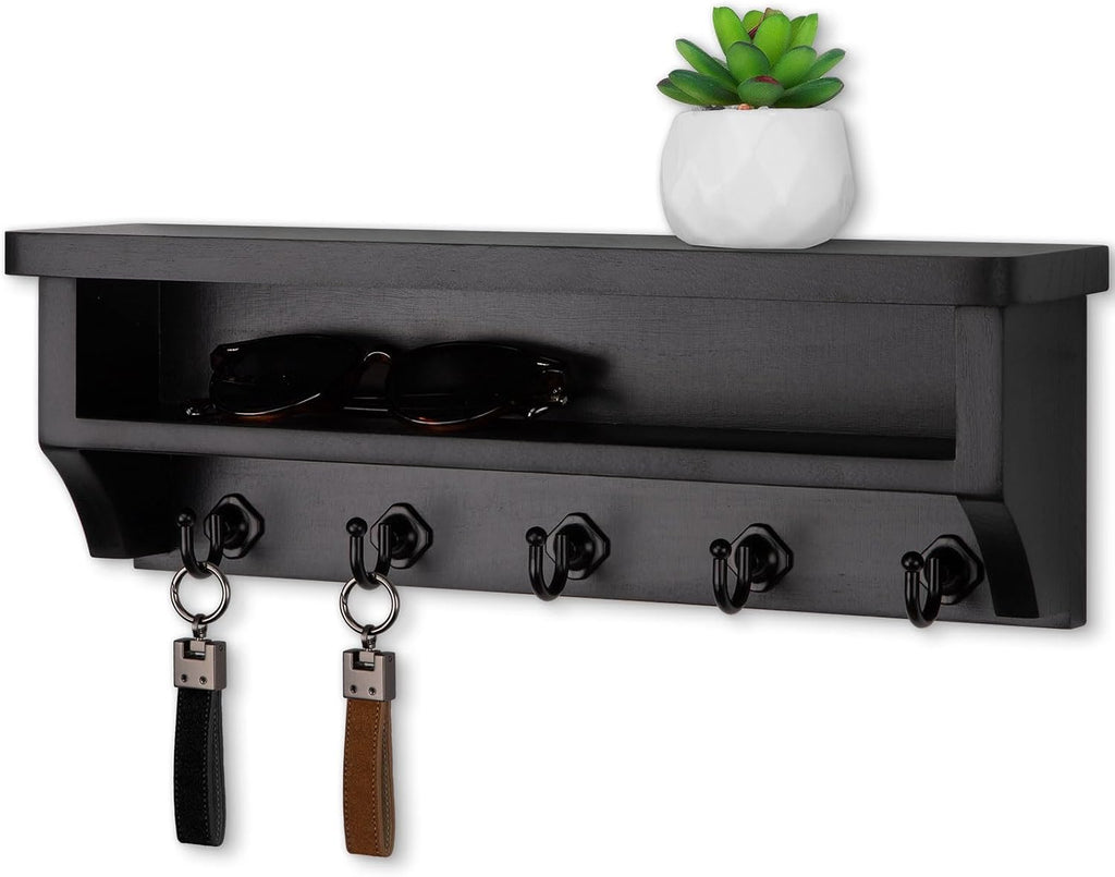 Nekon Key Holder Wall Mount, Wall Organizer Shelf with 5 Key Hooks