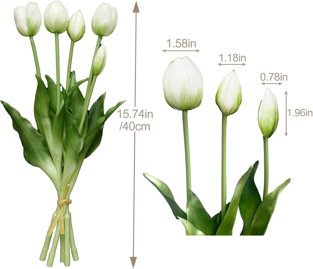 10 Pcs Fake Tulips Tulips Artificial Flowers(White)