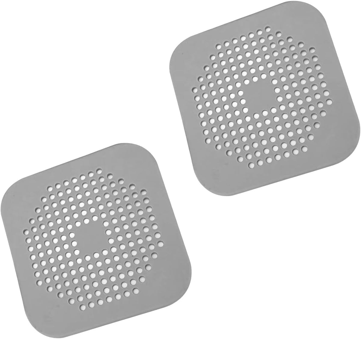 Square Drain Cover for Shower 5.7-inch TPR Drain Hair Catcher 2 Pack (Grey)