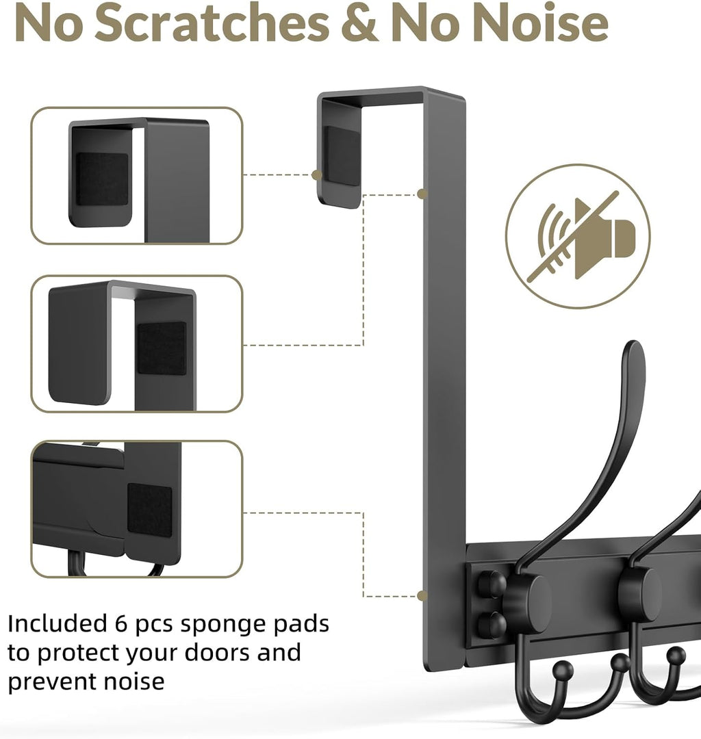 Heavy Duty Over The Door Towel Rack for Bathroom, Black Door Towel Hanger