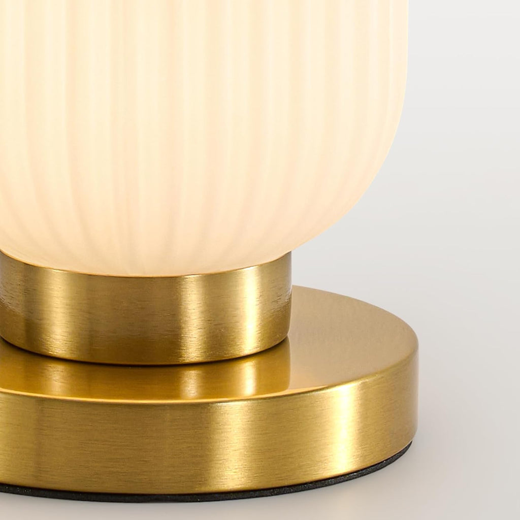 Mid Century Modern Table Lamp, 6" White Glass Desk Lamp Plug In