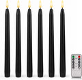 Black Flameless Taper Candles, Battery Operated Black Halloween Candles