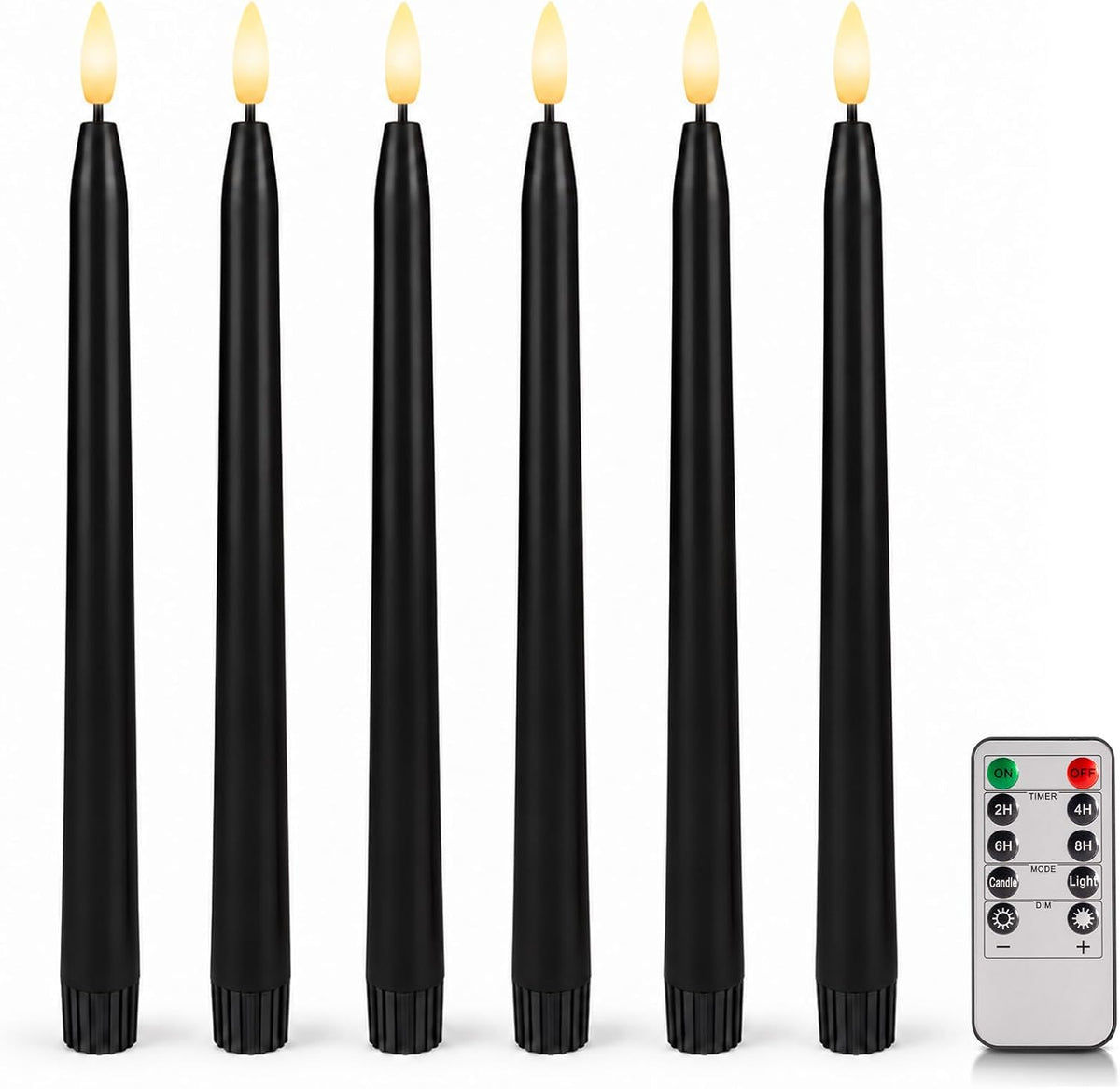 Black Flameless Taper Candles, Battery Operated Black Halloween Candles