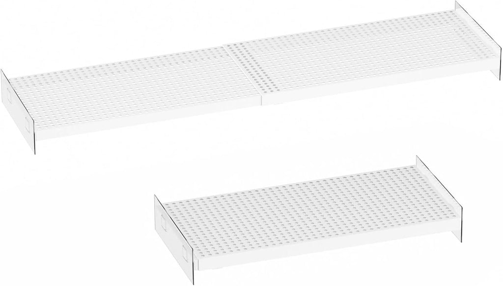 Closet Organizer Tension Shelves Expandable Cabinet Storage Shelving Rack Heavy Duty Metal DIY Divider for Cabinet Wardrobe Cupboard Pantry Kitchen Bedroom,White,2packs