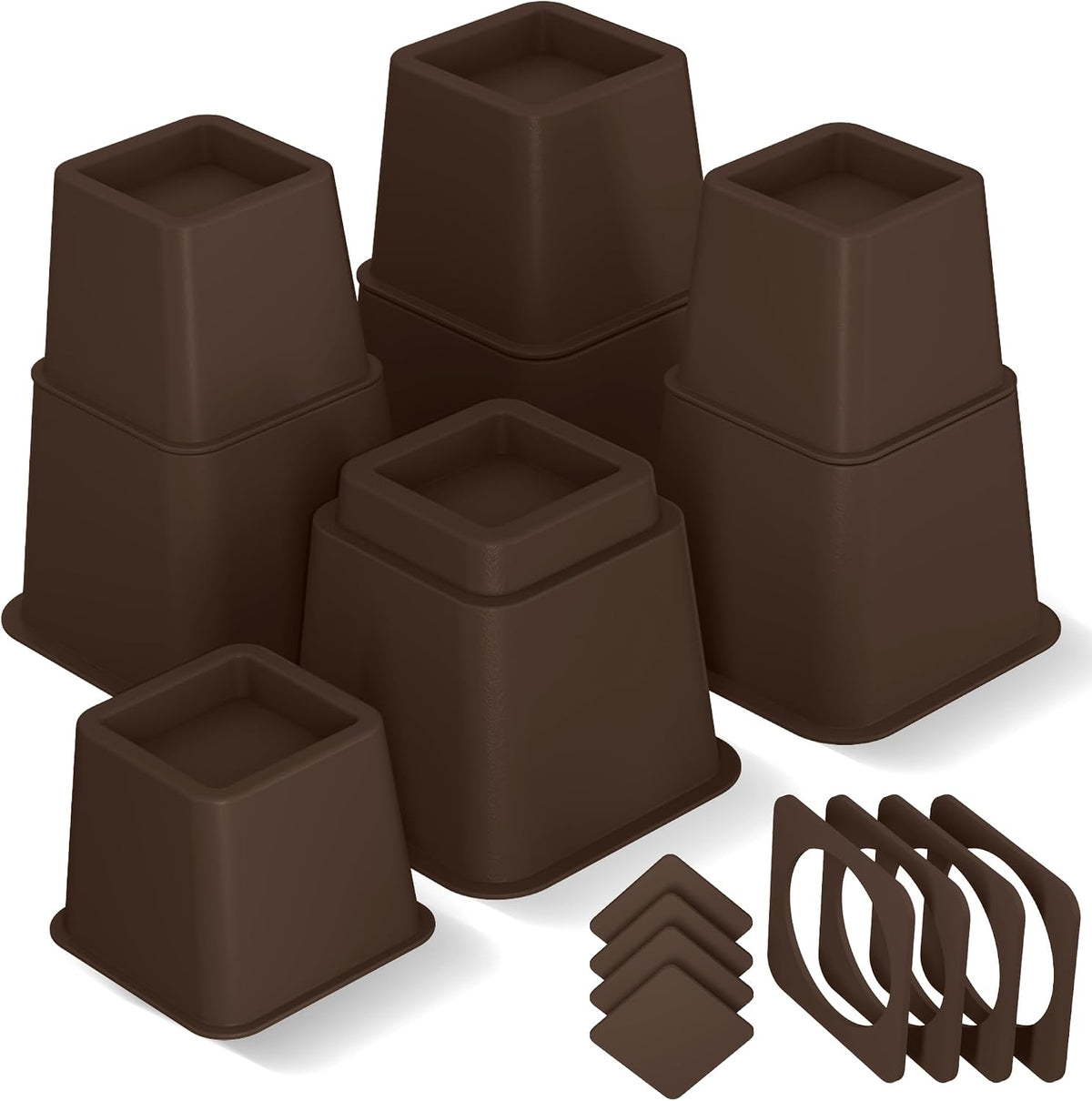 Utopia Bedding Adjustable Bed Risers 3 & 5 Inch, Brown, 4-Pack