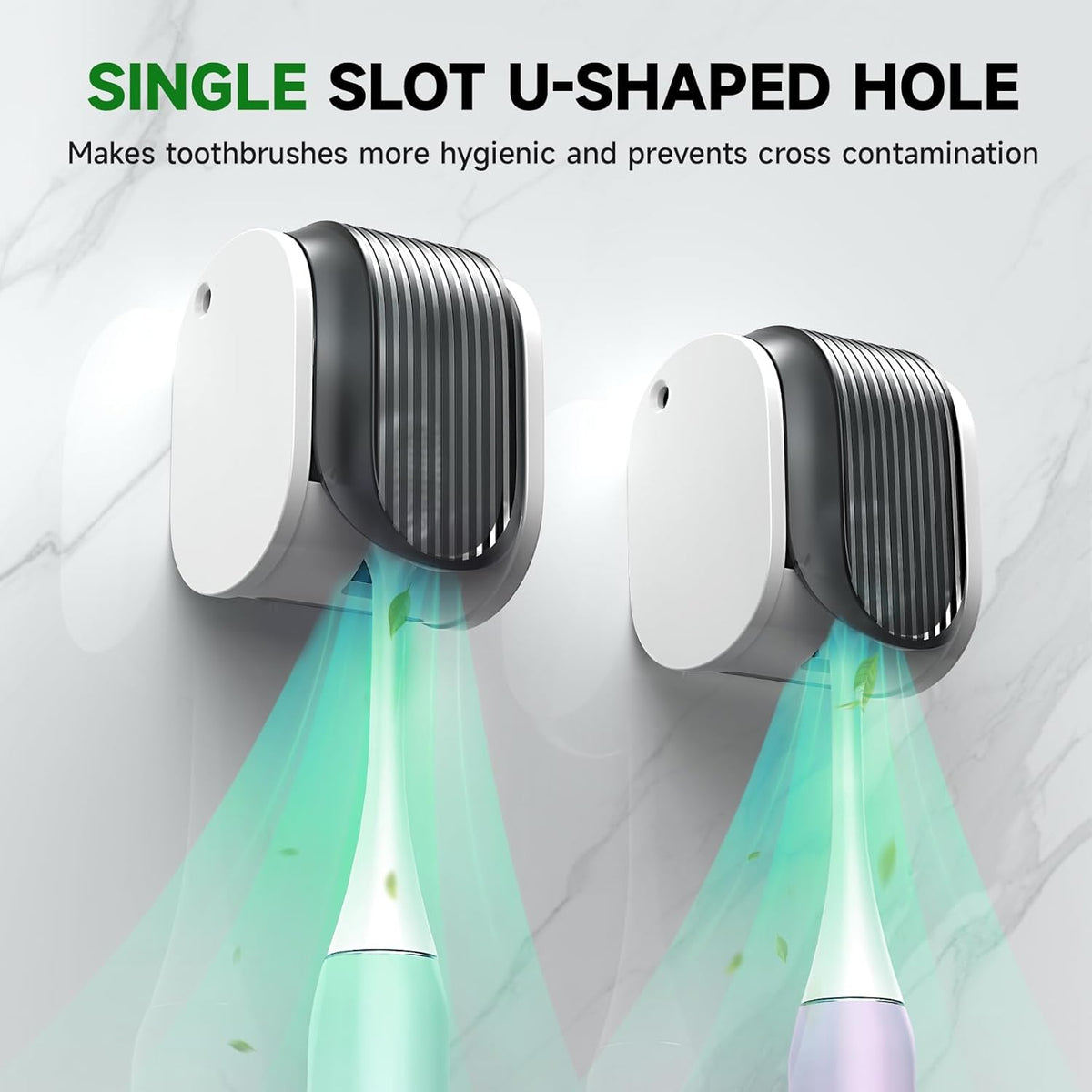 6 Pcs Toothbrush Holders Wall Mounted, Single Slot Design, Shower Self Adhesive Wall Mounted Toothbrush Holder with Cover, Waterproof and Dustproof, Suitable for Bathroom, Family, Travel (Grey)