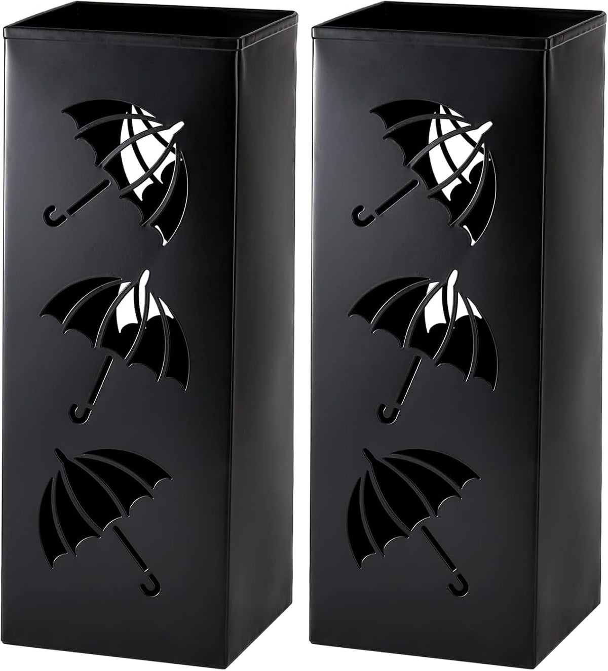 Okllen Metal Umbrella Holder, Square Umbrella Stand Rack for Entryway, 6.3" x 6.3" x 16.5", Black (Pack of 2)
