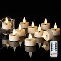 Amagic 12Pcs Flameless Timer Remote 3D Black Wick Tealights Candles, White