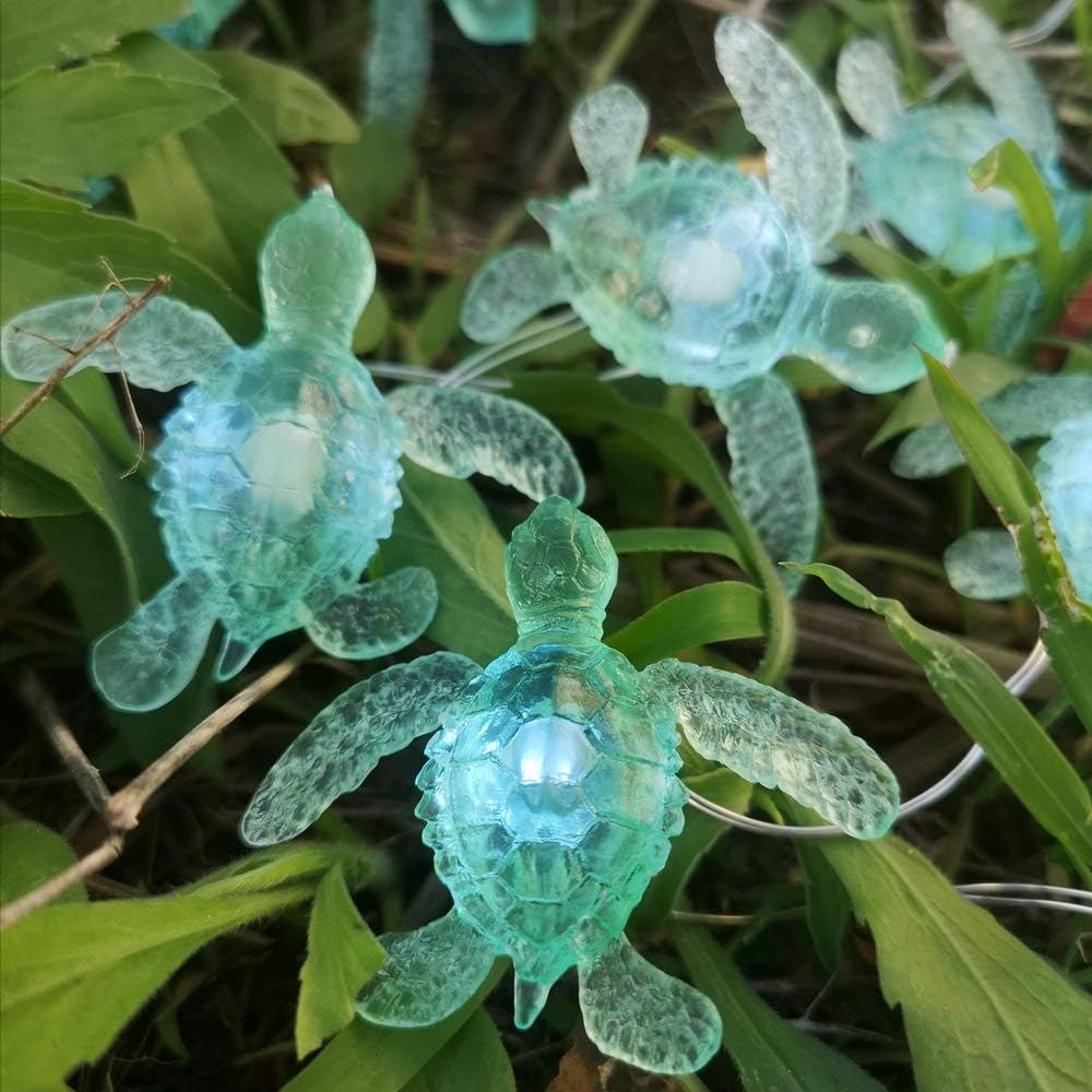 Beach Theme -Cute Green Sea Turtle String Lights- Ocean Fairy Decorative Lights- 10ft 30 LEDs -USB Powered -Multi-Function- Remote Control-Christmas -House Party- Bathroom -Baby Shower Decor