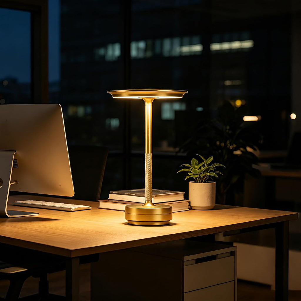 LED Cordless Table Lamp Rechargeable Battery Outdoor Light Gold