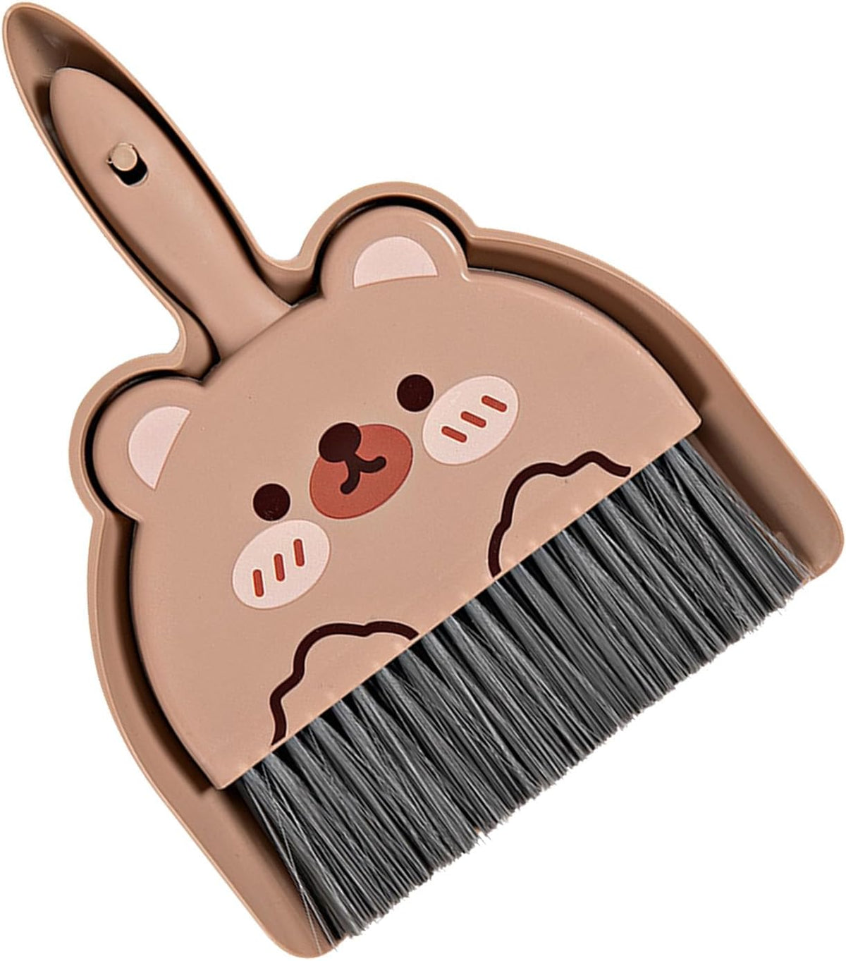 Mini Dustpan and Brush Set, Cartoon Portable Cleaning Broom with Dust Pan, Handheld Dust pan with Cleaning Brush Combo for Desk Keyboard Countertop (Bear)