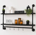 ROGMARS Industrial Pipe Shelving Pine Wood Black Floating Shelves for Wall