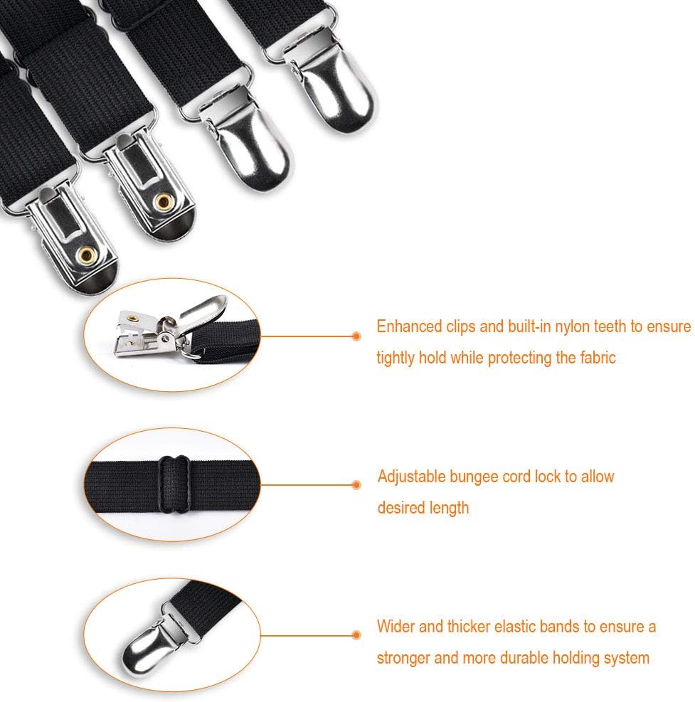 Sopito Sheet Straps, Adjustable Elastic Bed Sheet Holder, 4pcs Black